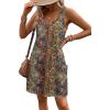 imageHOTOUCH Womens Casual Sundress with Pockets Summer Beach Dress Floral TShirts Dress V Neck Loose Tank DressesEthnic Boho