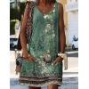 imageHOTOUCH Womens Casual Sundress with Pockets Summer Beach Dress Floral TShirts Dress V Neck Loose Tank DressesGreenprint