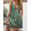 imageHOTOUCH Womens Casual Sundress with Pockets Summer Beach Dress Floral TShirts Dress V Neck Loose Tank DressesGreenprint