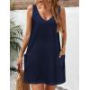 imageHOTOUCH Womens Casual Sundress with Pockets Summer Beach Dress Floral TShirts Dress V Neck Loose Tank DressesNavy Blue