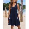 imageHOTOUCH Womens Casual Sundress with Pockets Summer Beach Dress Floral TShirts Dress V Neck Loose Tank DressesNavy Blue