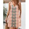 imageHOTOUCH Womens Casual Sundress with Pockets Summer Beach Dress Floral TShirts Dress V Neck Loose Tank DressesPinkprint
