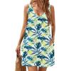 imageHOTOUCH Womens Casual Sundress with Pockets Summer Beach Dress Floral TShirts Dress V Neck Loose Tank DressesTropical Green
