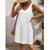 imageHOTOUCH Womens Casual Sundress with Pockets Summer Beach Dress Floral TShirts Dress V Neck Loose Tank DressesWhite
