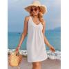 imageHOTOUCH Womens Casual Sundress with Pockets Summer Beach Dress Floral TShirts Dress V Neck Loose Tank DressesWhite