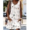 imageHOTOUCH Womens Casual Sundress with Pockets Summer Beach Dress Floral TShirts Dress V Neck Loose Tank DressesWhiteprint