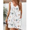 imageHOTOUCH Womens Casual Sundress with Pockets Summer Beach Dress Floral TShirts Dress V Neck Loose Tank DressesWhiteprint