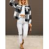 imageHOTOUCH Womens Flannels Fall Cropped Shacket Plaid Jacket Long Sleeve Button Down Coat 2025 Fall Fashion Trendy OutfitsBlack Flannel