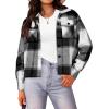 imageHOTOUCH Womens Flannels Fall Cropped Shacket Plaid Jacket Long Sleeve Button Down Coat 2025 Fall Fashion Trendy OutfitsBlack Flannel