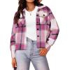 imageHOTOUCH Womens Flannels Fall Cropped Shacket Plaid Jacket Long Sleeve Button Down Coat 2025 Fall Fashion Trendy OutfitsFusica Flannel