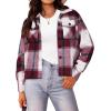 imageHOTOUCH Womens Flannels Fall Cropped Shacket Plaid Jacket Long Sleeve Button Down Coat 2025 Fall Fashion Trendy OutfitsRed Flannel