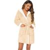 imageHOTOUCH Womens Hooded Bathrobe Fleece Robe Super Soft Plush Robe Velour BathrobeH Cream