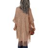 imageHOTOUCH Womens Knit Cardigan Open Front Outwear Hollow Out Crochet Tassel Lightweight Kimonos Sweater SXXLCamel