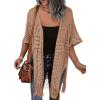 imageHOTOUCH Womens Knit Cardigan Open Front Outwear Hollow Out Crochet Tassel Lightweight Kimonos Sweater SXXLCamel