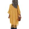 imageHOTOUCH Womens Knit Cardigan Open Front Outwear Hollow Out Crochet Tassel Lightweight Kimonos Sweater SXXLYellow