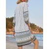 imageHOTOUCH Womens Vintage Ethnic Style Printed Tassel Tie Neck Loose Fit Bohemian Tunic Dress White L