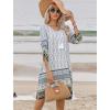imageHOTOUCH Womens Vintage Ethnic Style Printed Tassel Tie Neck Loose Fit Bohemian Tunic Dress White L