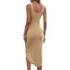 imageHOTOUCH Womens Wrap Tie Side Bodycon Midi Dress Scoop Neck Sleeveless Ruched Asymmetrical Tank Dresses