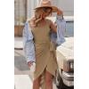 imageHOTOUCH Womens Wrap Tie Side Bodycon Midi Dress Scoop Neck Sleeveless Ruched Asymmetrical Tank Dresses