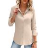 imageHOTOUCH Womens Button Down Shirts Long Sleeve Dress Shirt Slim Fitted Work Tops Collared Dressy Casual Business BlousesAlmond Khaki