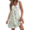 imageHOTOUCH Womens Casual Sundress with Pockets Summer Beach Dress Floral TShirts Dress V Neck Loose Tank DressesWhite Floral02