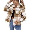 imageHOTOUCH Womens Flannels Fall Cropped Shacket Plaid Jacket Long Sleeve Button Down Coat 2025 Fall Fashion Trendy OutfitsApricot Fall Flannel