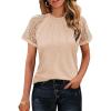 imageHOTOUCH Womens Lace ShortLong Sleeve Tops Fall Dressy Casual Blouses Business Work Shirts Fashion Clothe Trendy OutfitsShort Sleeve Champagne