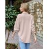 imageHOTOUCH Waffle Button Down Shirts for Women Dressy Casual Work Shacket V Neck Long Sleeve Lightweight Tops with Pocket01light Khaki