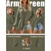 imageHOTOUCH Waffle Button Down Shirts for Women Dressy Casual Work Shacket V Neck Long Sleeve Lightweight Tops with PocketArmy Green