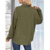 imageHOTOUCH Waffle Button Down Shirts for Women Dressy Casual Work Shacket V Neck Long Sleeve Lightweight Tops with PocketArmy Green