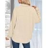 imageHOTOUCH Waffle Button Down Shirts for Women Dressy Casual Work Shacket V Neck Long Sleeve Lightweight Tops with PocketBeige