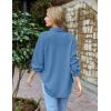 imageHOTOUCH Waffle Button Down Shirts for Women Dressy Casual Work Shacket V Neck Long Sleeve Lightweight Tops with PocketClear Blue