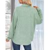 imageHOTOUCH Waffle Button Down Shirts for Women Dressy Casual Work Shacket V Neck Long Sleeve Lightweight Tops with PocketMint Green