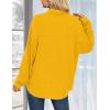 imageHOTOUCH Waffle Button Down Shirts for Women Dressy Casual Work Shacket V Neck Long Sleeve Lightweight Tops with PocketMustard