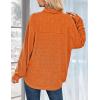 imageHOTOUCH Waffle Button Down Shirts for Women Dressy Casual Work Shacket V Neck Long Sleeve Lightweight Tops with PocketOrange