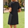imageHOTOUCH Women Dresses Summer Short Petal Sleeve Round Neck Tshirt Dress with Pockets Casuse Loose Tunic DressBlackS Small