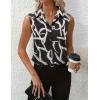 imageHOTOUCH Womens Sleeveless Button Down Shirt Tops V Neck Business Casual Collared Blouses Tank TopBlack and Beige