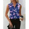 imageHOTOUCH Womens Sleeveless Button Down Shirt Tops V Neck Business Casual Collared Blouses Tank TopNavy Flamingo