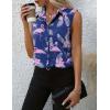 imageHOTOUCH Womens Sleeveless Button Down Shirt Tops V Neck Business Casual Collared Blouses Tank TopNavy Flamingo