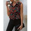 imageHOTOUCH Womens Sleeveless Button Down Shirt Tops V Neck Business Casual Collared Blouses Tank TopRed Floral
