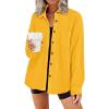 imageHOTOUCH Waffle Button Down Shirts for Women Dressy Casual Work Shacket V Neck Long Sleeve Lightweight Tops with PocketMustard