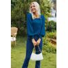 imageHOTOUCH Sweaters for Women 2025 Fall Trendy Tops Casual Puff Sleeve Square Neck Cute Tunic Pullover Blouses XSXXLDark Blue