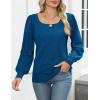 imageHOTOUCH Sweaters for Women 2025 Fall Trendy Tops Casual Puff Sleeve Square Neck Cute Tunic Pullover Blouses XSXXLDark Blue