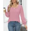 imageHOTOUCH Sweaters for Women 2025 Fall Trendy Tops Casual Puff Sleeve Square Neck Cute Tunic Pullover Blouses XSXXLDusty Pink