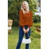 imageHOTOUCH Sweaters for Women 2025 Fall Trendy Tops Casual Puff Sleeve Square Neck Cute Tunic Pullover Blouses XSXXLOrange