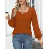 imageHOTOUCH Sweaters for Women 2025 Fall Trendy Tops Casual Puff Sleeve Square Neck Cute Tunic Pullover Blouses XSXXLOrange