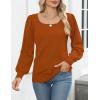 imageHOTOUCH Sweaters for Women 2025 Fall Trendy Tops Casual Puff Sleeve Square Neck Cute Tunic Pullover Blouses XSXXLOrange