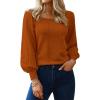 imageHOTOUCH Sweaters for Women 2025 Fall Trendy Tops Casual Puff Sleeve Square Neck Cute Tunic Pullover Blouses XSXXLOrange