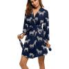 imageHOTOUCH Womens Robe Lightweight Short Knit Bathrobe Soft Ladies Sleepwear with PocketsP Zebra