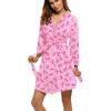 imageHOTOUCH Womens Robe Lightweight Short Knit Bathrobe Soft Ladies Sleepwear with PocketsPink Bow